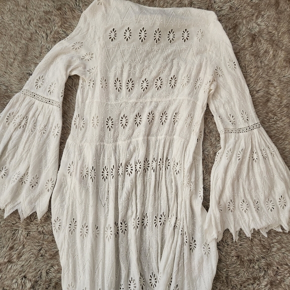 Free People Sweetwater Duster Cardigan‎ White Eyelet Women's Size Large - Picture 7 of 10